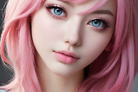 AI girl with pink hair wallpaper
