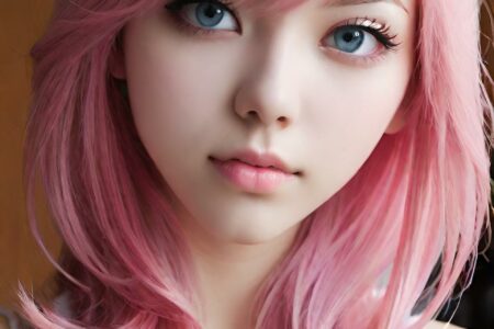 AI girl with pink hair wallpaper