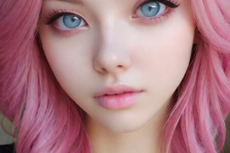 AI girl with pink hair wallpaper