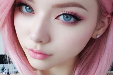 AI girl with pink hair wallpaper