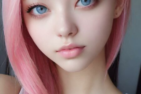 AI girl with pink hair wallpaper