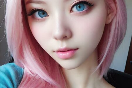 AI girl with pink hair wallpaper