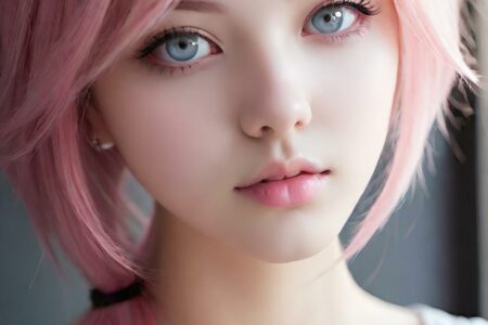 AI girl with pink hair wallpaper