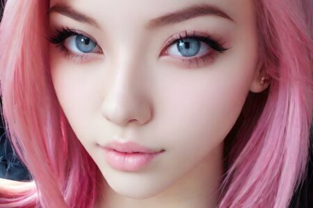 AI girl with pink hair wallpaper
