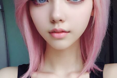 AI girl with pink hair wallpaper