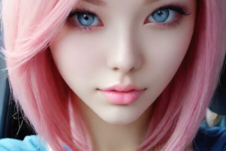 AI girl with pink hair wallpaper