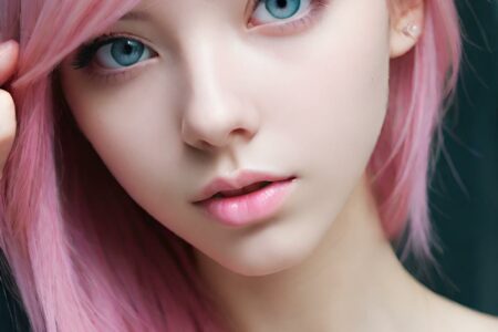 AI girl with pink hair wallpaper