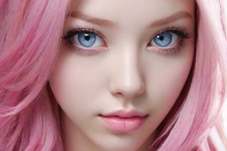 AI girl with pink hair wallpaper
