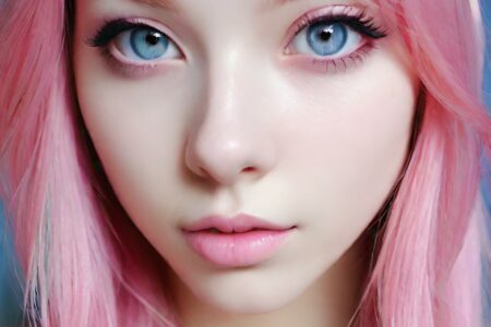 AI girl with pink hair wallpaper