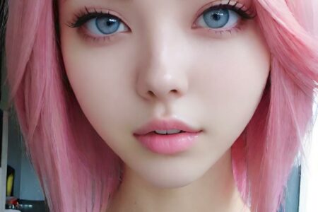 AI girl with pink hair wallpaper