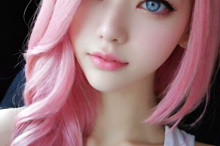 AI girl with pink hair wallpaper
