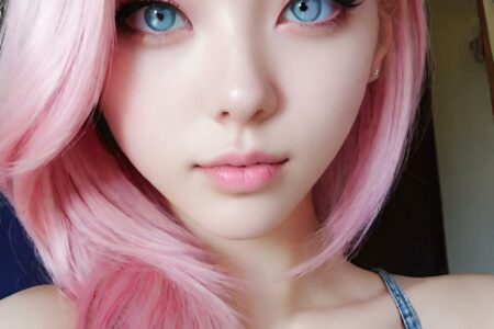 AI girl with pink hair wallpaper