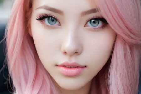 AI girl with pink hair wallpaper