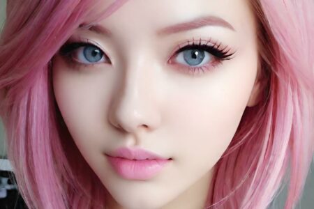 AI girl with pink hair wallpaper