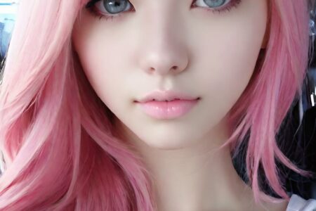 AI girl with pink hair wallpaper