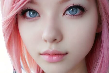 AI girl with pink hair wallpaper