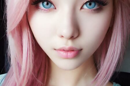 AI girl with pink hair wallpaper