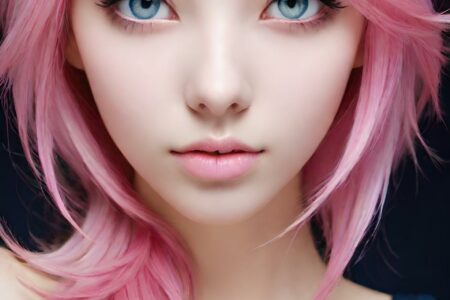 AI girl with pink hair wallpaper