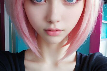 AI girl with pink hair wallpaper