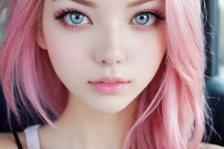 AI girl with pink hair wallpaper