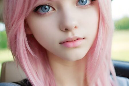 AI girl with pink hair wallpaper