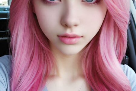 AI girl with pink hair wallpaper