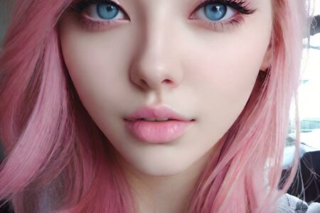 AI girl with pink hair wallpaper