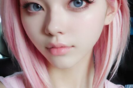 AI girl with pink hair wallpaper