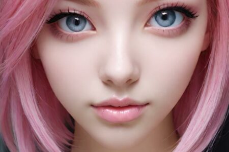AI girl with pink hair wallpaper