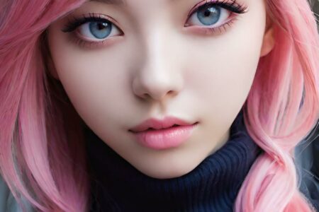 AI girl with pink hair wallpaper