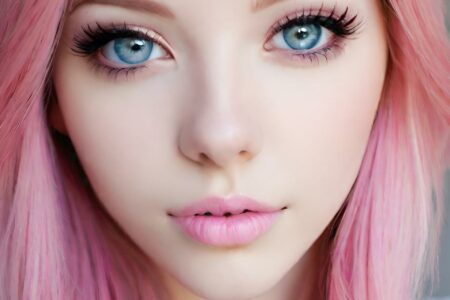AI girl with pink hair wallpaper