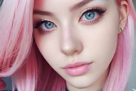 AI girl with pink hair wallpaper