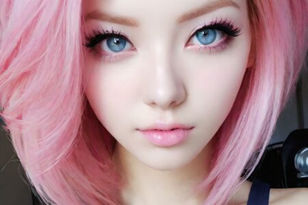 AI girl with pink hair wallpaper
