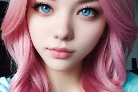 AI girl with pink hair wallpaper