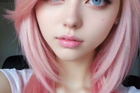 AI girl with pink hair wallpaper