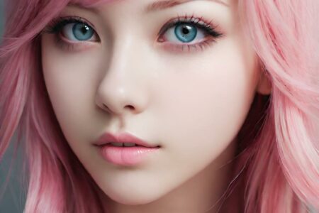 AI girl with pink hair wallpaper