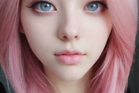 AI girl with pink hair wallpaper