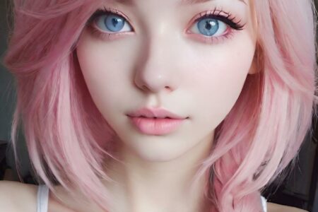 AI girl with pink hair wallpaper