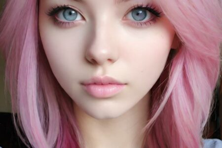 AI girl with pink hair wallpaper