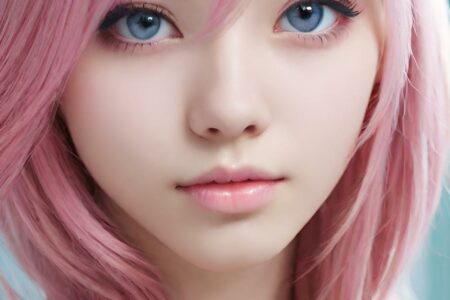 AI girl with pink hair wallpaper