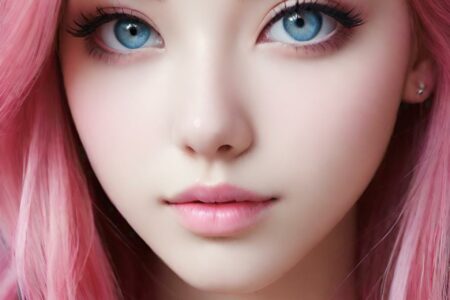 AI girl with pink hair wallpaper