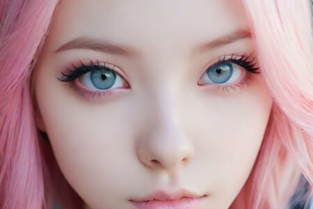AI girl with pink hair wallpaper