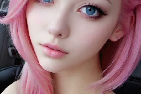 AI girl with pink hair wallpaper