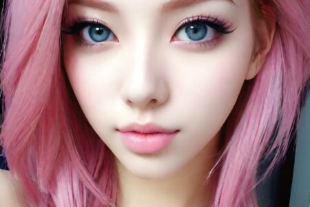 AI girl with pink hair wallpaper
