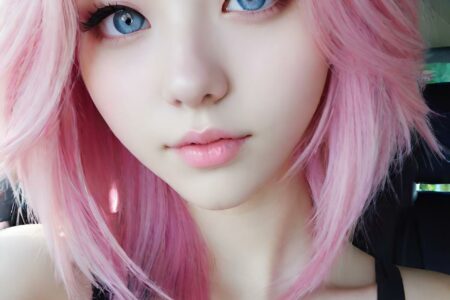 AI girl with pink hair wallpaper