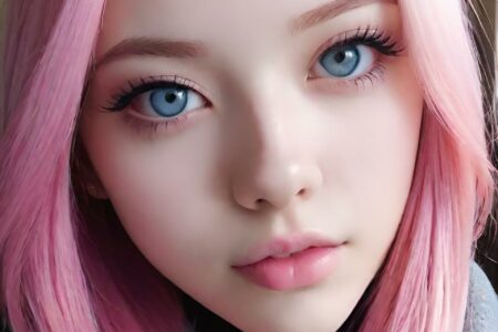 AI girl with pink hair wallpaper