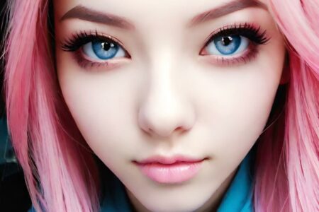 AI girl with pink hair wallpaper