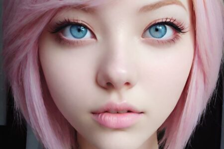 AI girl with pink hair wallpaper