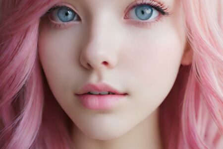 AI girl with pink hair wallpaper