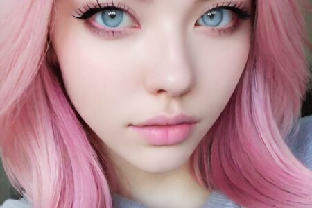 AI girl with pink hair wallpaper